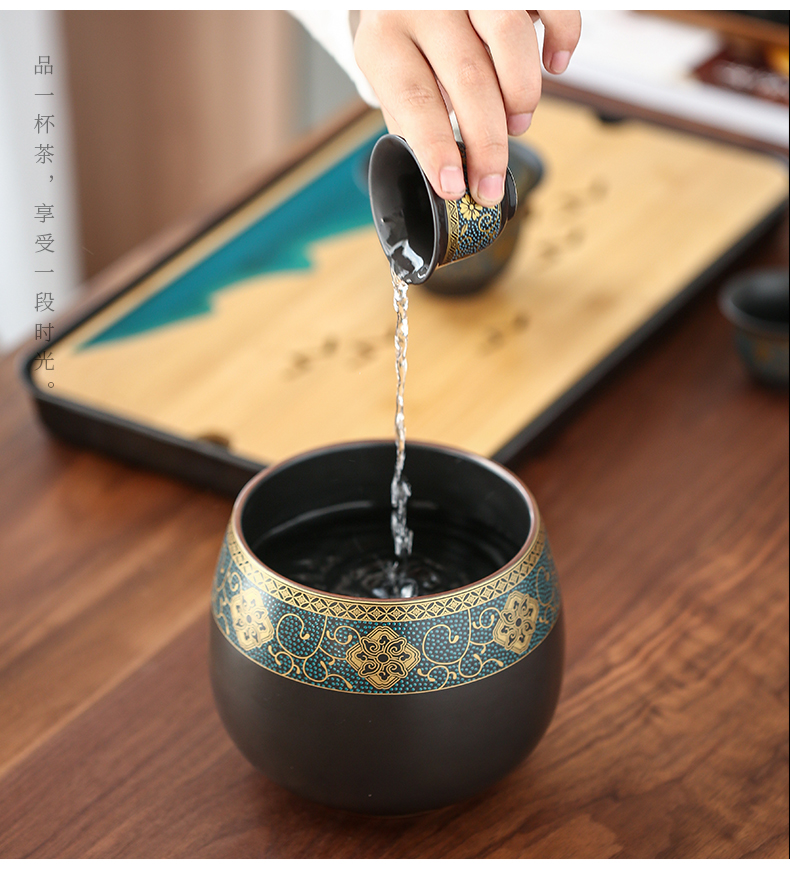 Restoring ancient ways by ceramic tea to wash large home in hot dry tea table cylinder washing water jar kung fu tea accessories