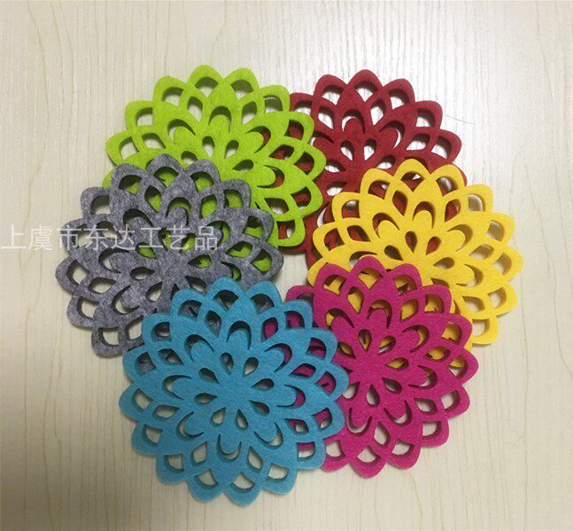 Creative round red non-woven felt thickened tea cup absorbent fabric coaster non-slip heat insulation pad - Taobao