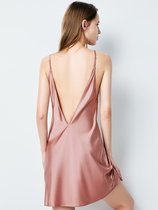Dew Back Sleepwear Woman Summer Thin ice Silk Sexy Harness Style Sleeping Dress 2020 New Lady Real Silk Sleepwear