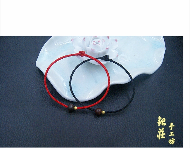 Tránh ác, ngăn chặn nhân vật phản diện, may mắn, gỗ đàn hương dệt bằng tay, vàng 24k, năm đỏ, dây đỏ, vòng tay, vòng chân - Vòng chân lắc chân vàng pnj