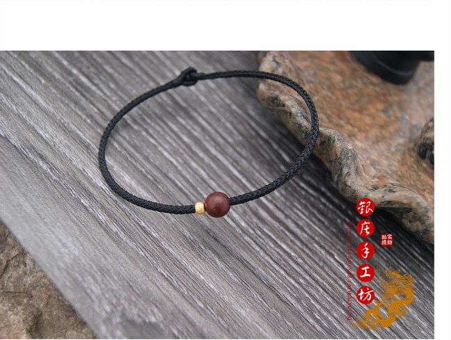 Tránh ác, ngăn chặn nhân vật phản diện, may mắn, gỗ đàn hương dệt bằng tay, vàng 24k, năm đỏ, dây đỏ, vòng tay, vòng chân - Vòng chân lắc chân vàng pnj