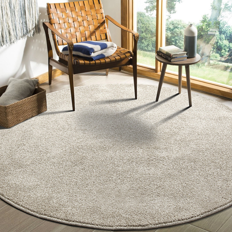 Nordic beige Japanese bedside clothing store photo short pile round carpet ins wind living room bedroom floor mat customization