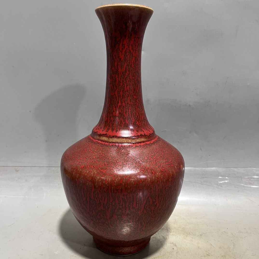 清・康熙年製款・古陶瓷品・美人醉・開片・膽瓶一對・