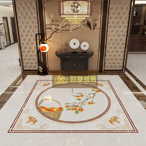 Villa Entrance entrance door Xuanguan Restaurant imitation waterknife styling tile New Chinese living room parquet tile 800x800