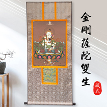 Vajra Satuo twin thangka portrait living room entrance professional canvas printing exquisite Tibetan tantric Buddha portrait hanging painting