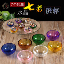 Tibetan Buddhist supplies white crystal water cup water bowl seven for eight crystal bowl set