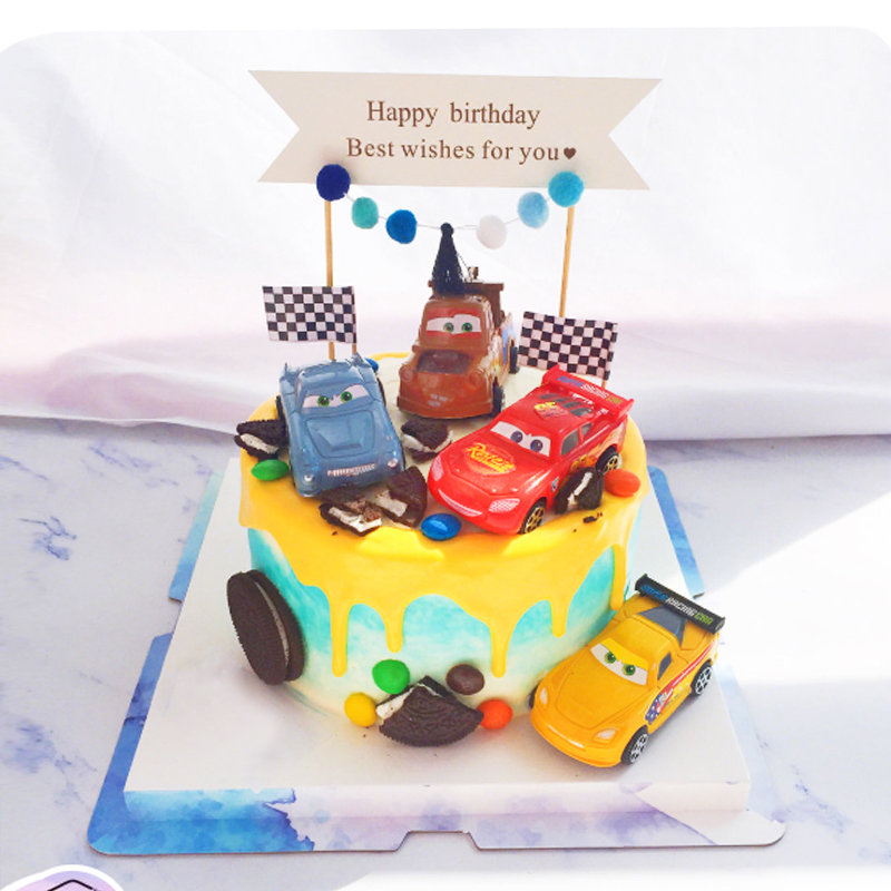 Đua xe huy động McQueen trang trí bánh xe trang trí cảnh phụ kiện làm bánh trẻ em bé trai ăn mặc - Trang trí nội thất shop bán đồ dcor bàn học