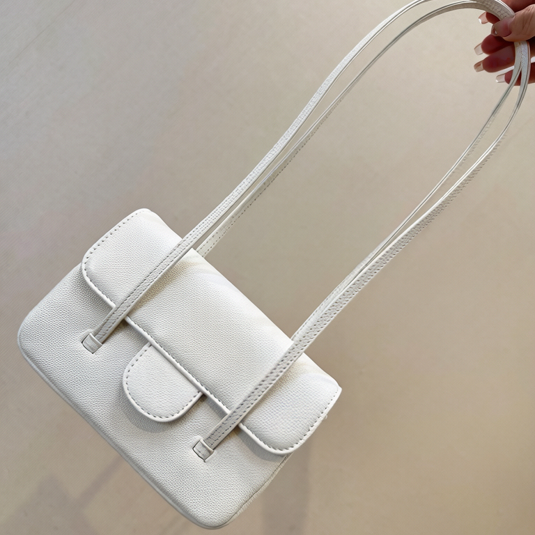 26P New Jennie Style Preppy Coco Underarm Bag Cowhide Flap Bag Long Handle Shoulder Flap Bag