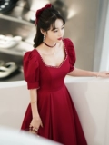 Летнее вечернее платье, бордовое свадебное платье, изысканный стиль, подходит для подростков