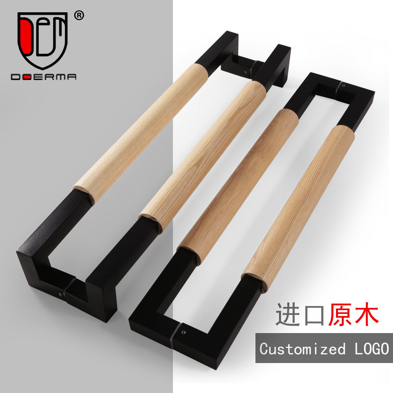 Modern style Glass door handle Log city office Hotel door handle Framed door armrest Side mounted black