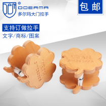 Pastoral style exotic square round door handle wooden glass door handle solid wood handrail log carved logo door handle