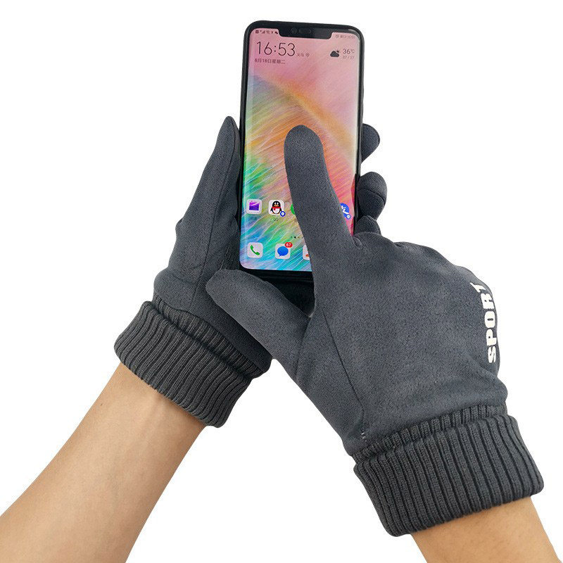 Autumn and winter men's and women's outdoor warm gloves cycling sports cold-proof fishing mountaineering cycling fleece touch screen plus velvet gloves