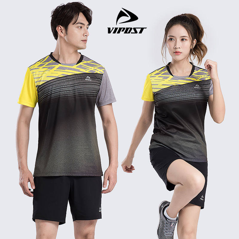 2020VIPOST Wipe men and women's men's badminton T1729 breathable perspiration match V round collar jersey