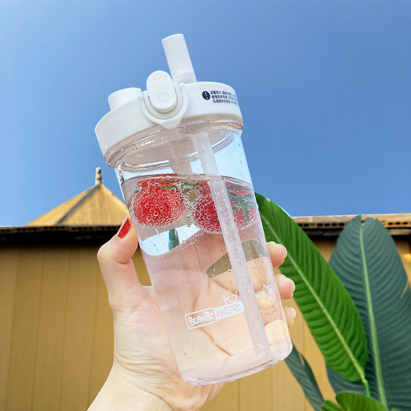 Teenage Girl Summer Straw Cup Grown-up Pregnant Woman Ins Wind Milk Tea Plastic Bean Bean Lewater Mug Brief Freshener