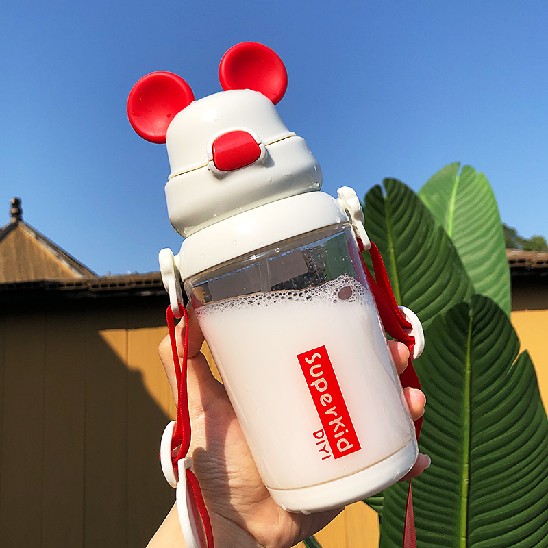 Cute cartoon girl straw water cup adult ins wind baby kettle Children's creative simple fresh forest department