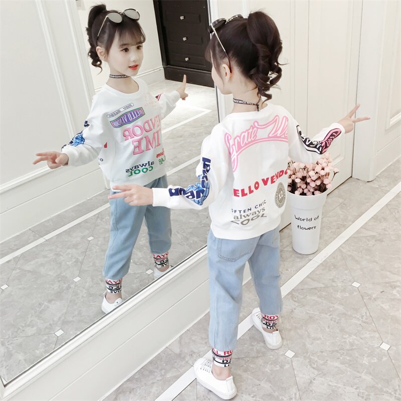 Girl Suit 2022 New Spring Dress Foreign Palate Great Boy Fashion Vets Thick Cotton T Children Suit Trendy Net Red Spring Autumn