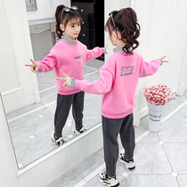 Girls sweater velvet autumn and winter 2020 new western-style top Childrens winter Korean version of the tide thickened warm jacket