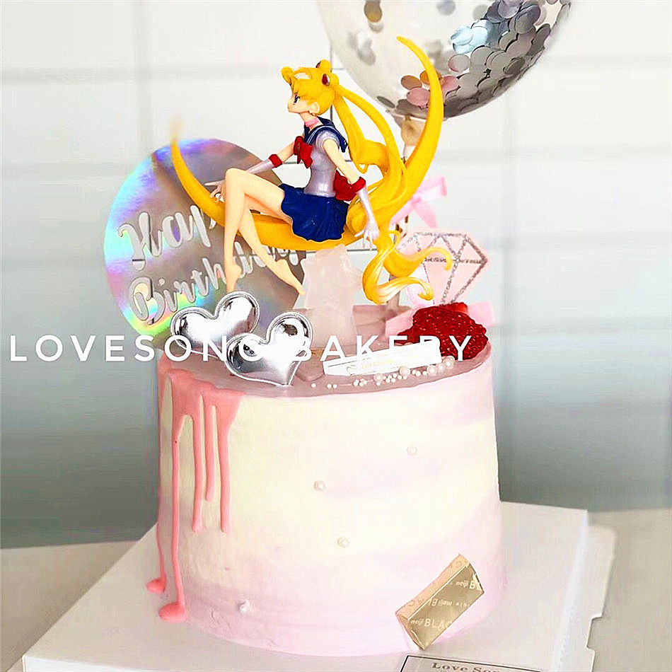 Moon beauty maiden cake decoration small fairy dessert desk decoration water ice moon princess birthday cake decoration