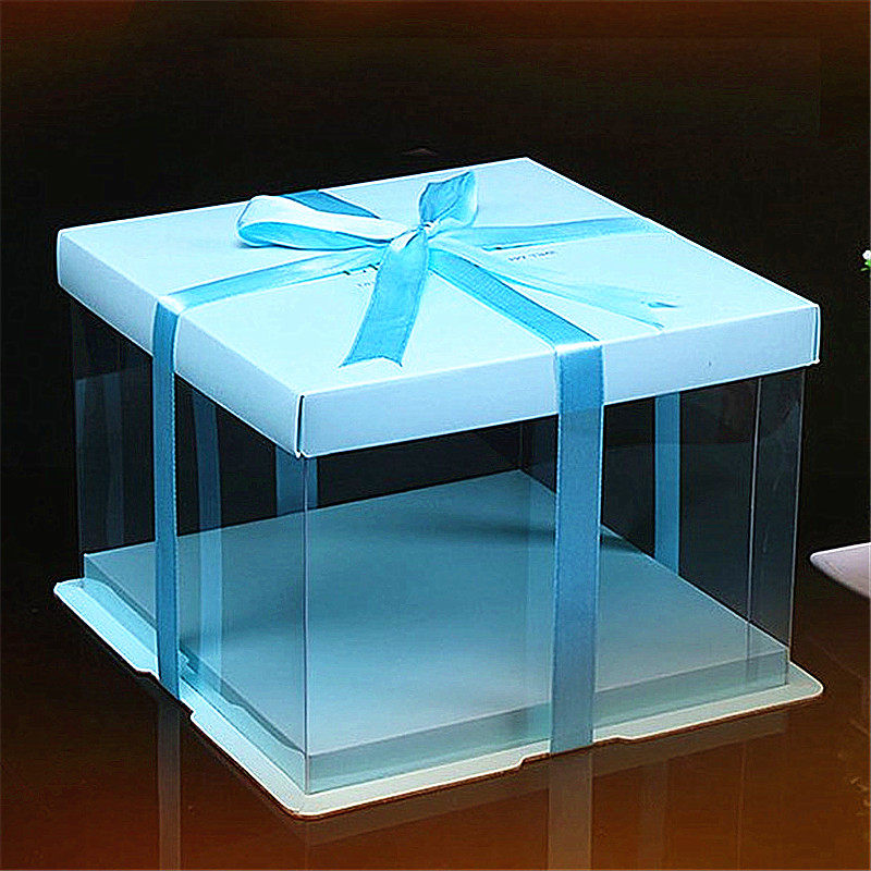 4 inches, 6 inches, 8 inches, 10 inches, 12 inches, 14 inches, 16 inches, transparent square cake box, fondant and heightened double-layer packaging gift box