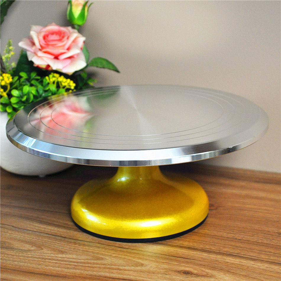 12-inch aluminum alloy framed flower table glass cake framed flower table plastic rotary table turntable cake display rack