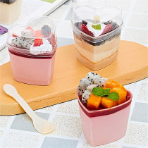With lid spoon heart round tiramie sumus cake Cup Wood Bran Cup ice cream fruit fishing box bean milk box