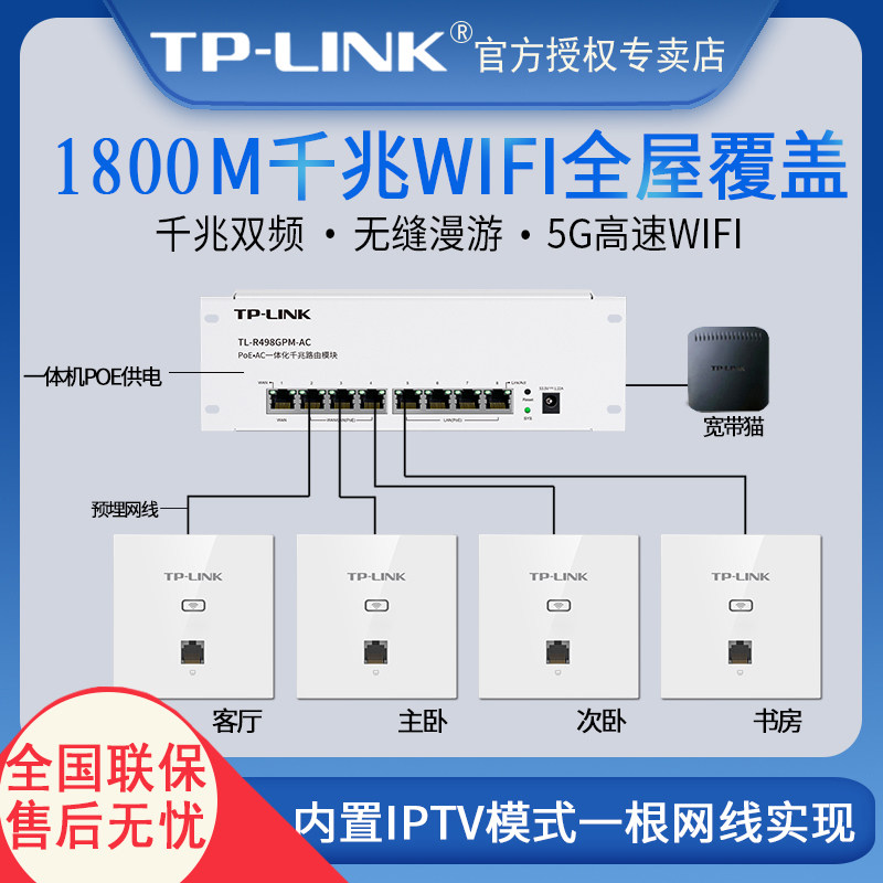 TP-LINK86 type wireless ap panel wifi6 gigabit dual-band modular all-in-one machine into the wall 5G router POE powered villa home whole house wifi coverage set xp1800GI
