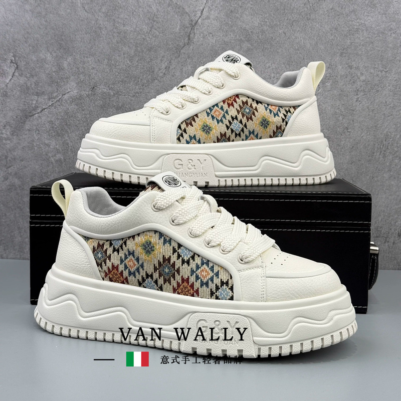Van Wally Men's Shoes 2026 New Summer Breathable Mesh Sports Casual Sneakers Thick-Soled Height-Increasing White Shoes Van Wally Men's Shoes 2026 New Summer Breathable Mesh Sports Casual Sneakers Thick-Soled Height-Increasing White Shoes