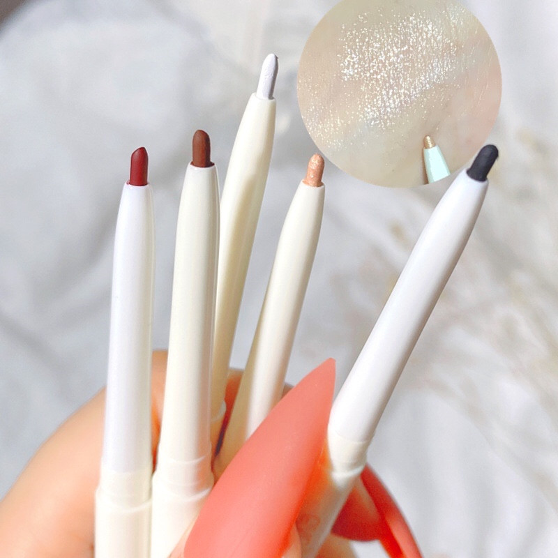 Eyeliner glue pen lying silkworm pen pearl light brightening highlight lying cicada pen does not smudge white brown natural waterproof beginner