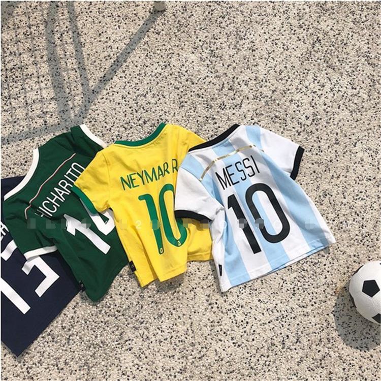 2018 chàng trai và cô gái ngắn tay Xia Meixi World Cup t-shirt máu quần áo bóng đá gia đình mặc triều một gia đình ba