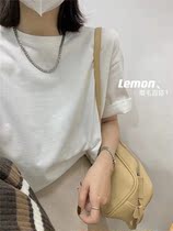 The lemon grind short sleeve t-shirt women 2021 autumn new versatile basic solid color interior top tide 810