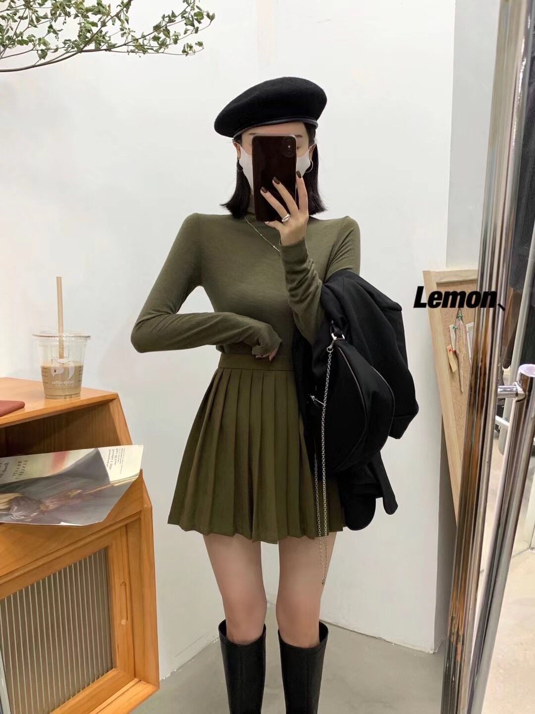 The lemon high waist 100 pleats half body dress woman 2021 autumn new display slim press suit A character dress short skirt 0527