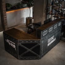 Wrought iron retro cashier Milk tea shop table Cafe bar Bar Bar Clear bar Corner hotel counter Restaurant Front desk