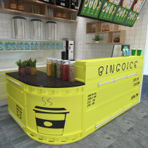 Industrial style milk tea shop cashier bar Creative curved front desk bar counter Restaurant paint custom corner