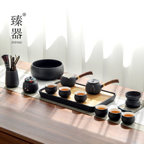 Zhen Instrumental Kutian Tea Suit Home Living Room Minimalist Ceramic Dry Tea Tray Office Light Lavish Whole Set Of Gift Boxes