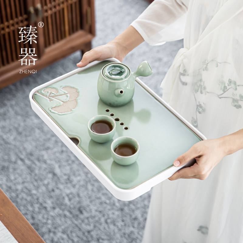 Zhener ceramic small tea tray Home Jane about water storage tea Tutian tea Tea Sea Day Style Dry Tea Table Tea Dei