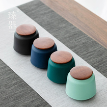 Zhenware tea cans ceramic household moisture-proof sealed cans tea storage tanks large and small kilns Puer logo customization