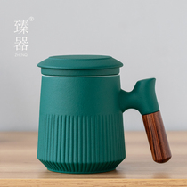 Zhenyou tea cup tea water separation Cup ceramic office filter cup large capacity with lid custom logo