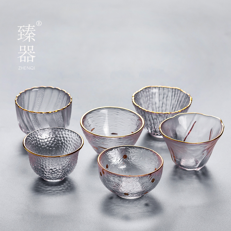 Japanese hammer-resistant glass Tea cup Gold transparent cup cup household personal kung fu tea