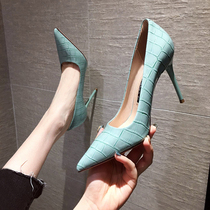 Spring 2021 new girly red blue high heels design sense niche stiletto pointed toe sexy single shoe autumn