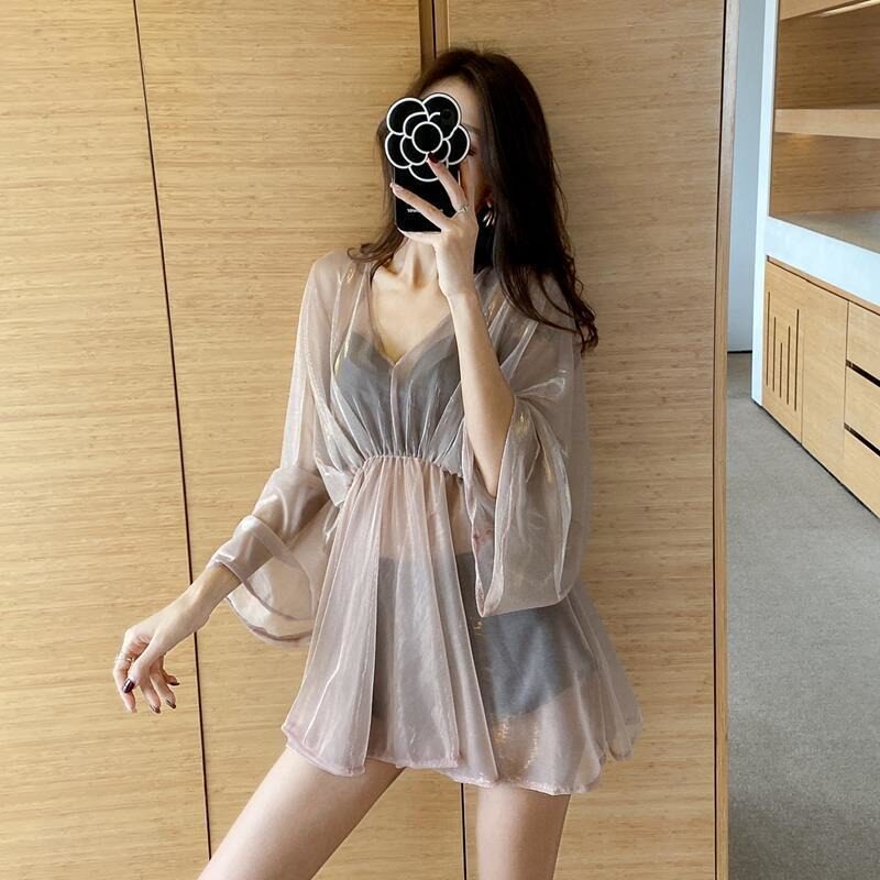 2021 new sexy swimsuit women's summer fairy Fan spa with two sets of hooded sweatshirt South Korean ins