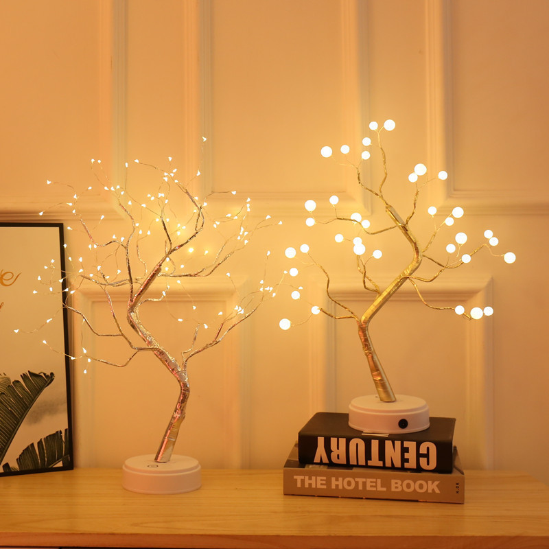 Creative Led Copper Wire Lamp Bedroom Romantic Night Light Tree of Lights Internet-Famous Table Lamp ins Nordic Style Dormitory Tree Lamp