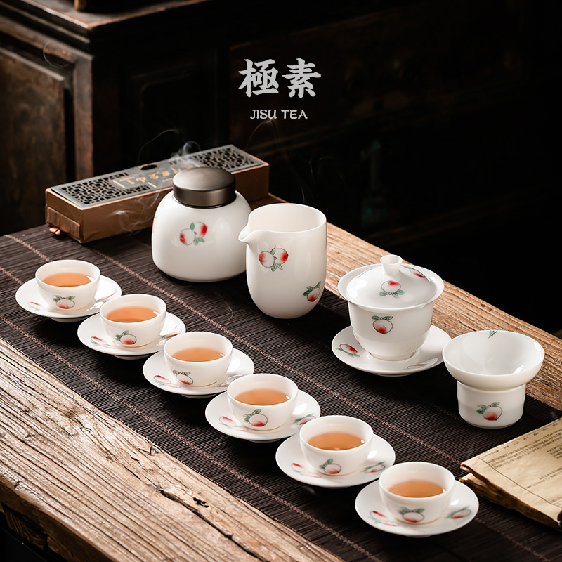 Pole element | jade porcelain kung fu tea sets the teapot tea tea cup of a complete set of Chinese style household living room office