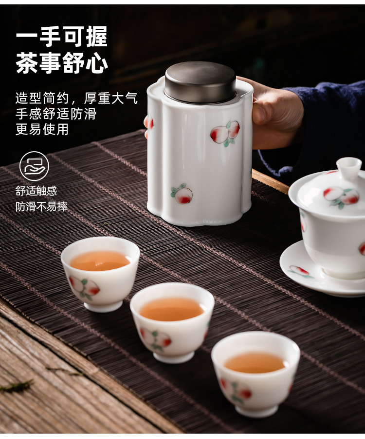 Pole element | peach tea warehouse caddy fixings household receives a Japanese ceramic seal tank moistureproof who tea POTS