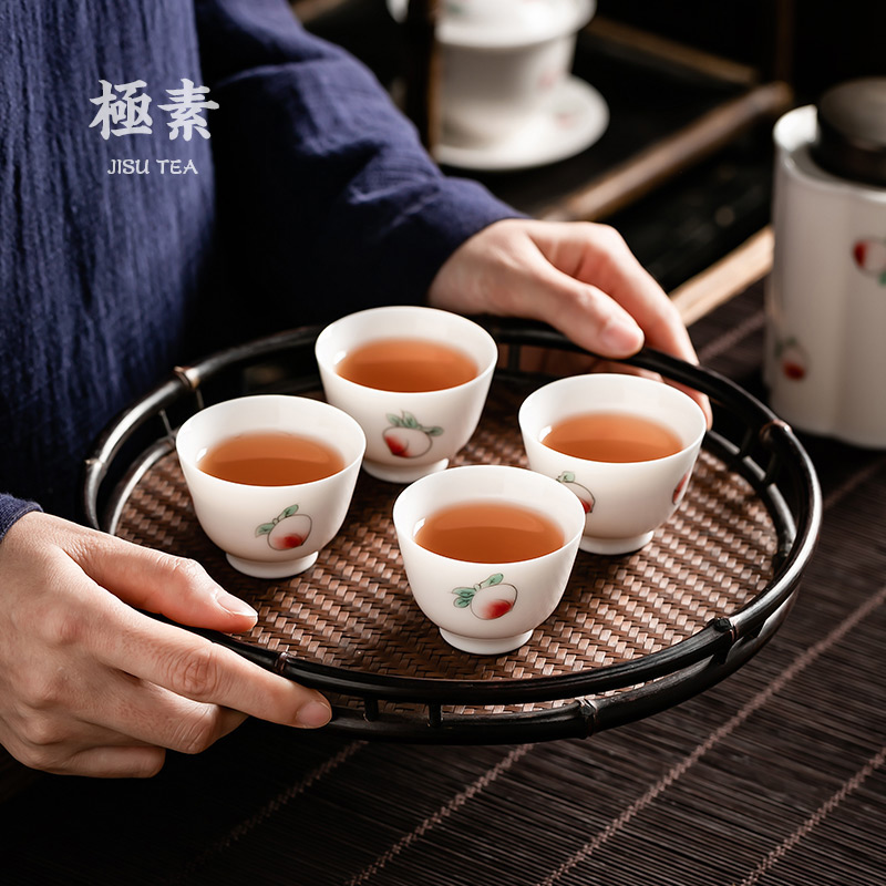 Pole element | kung fu tea cups household peach sample tea cup ceramic tea cup manually personal master cup of tea