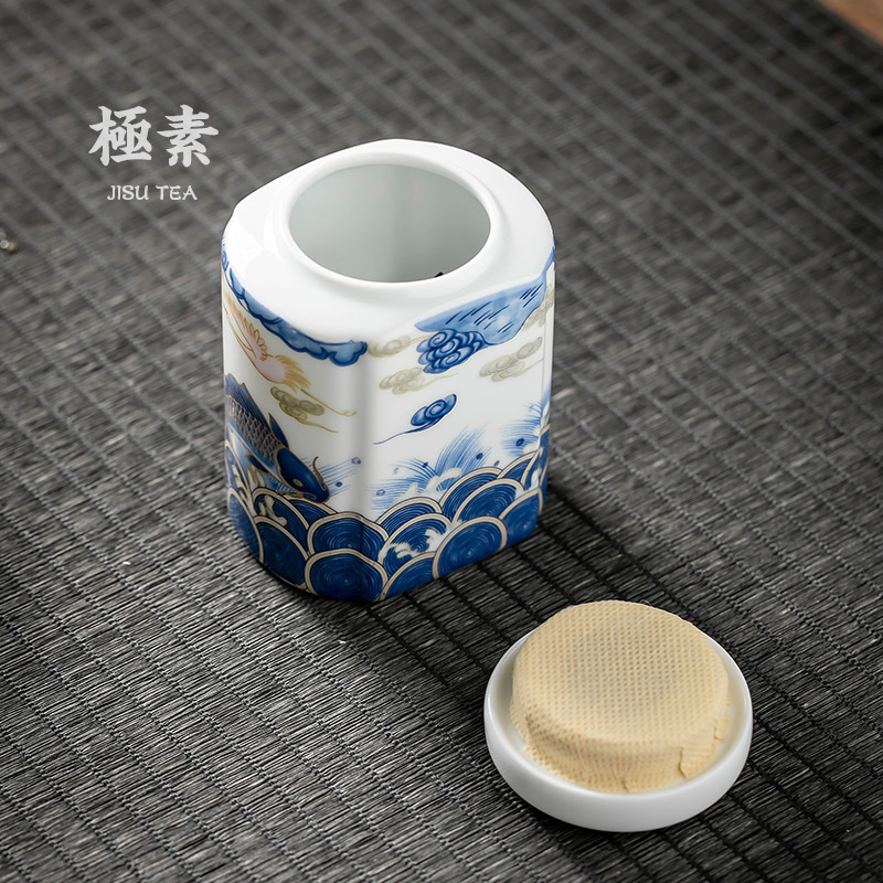 Pole element | ceramic tea pot silver arowana modify storage tank sealing household kung fu tea POTS trumpet