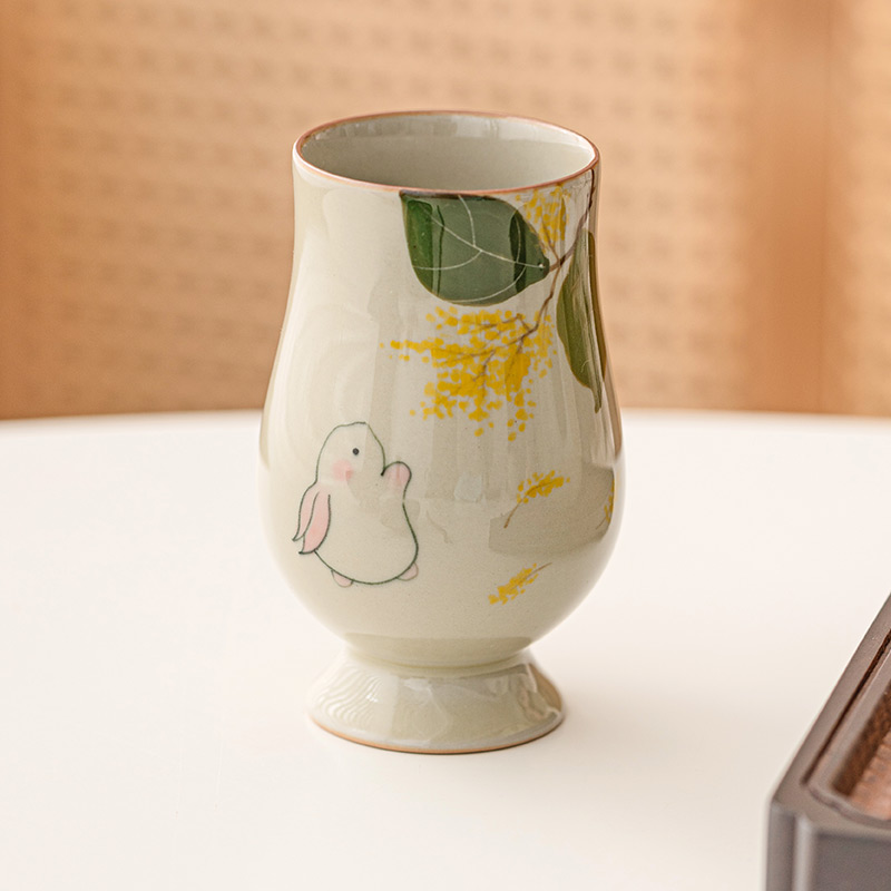 Grass Wood Grey Rabbit Smelling Cup Ceramic Tea Cup Master's Cup Single Cup Kung Fu Tea Set Large Capacity Home Tasting Cups-Taobao