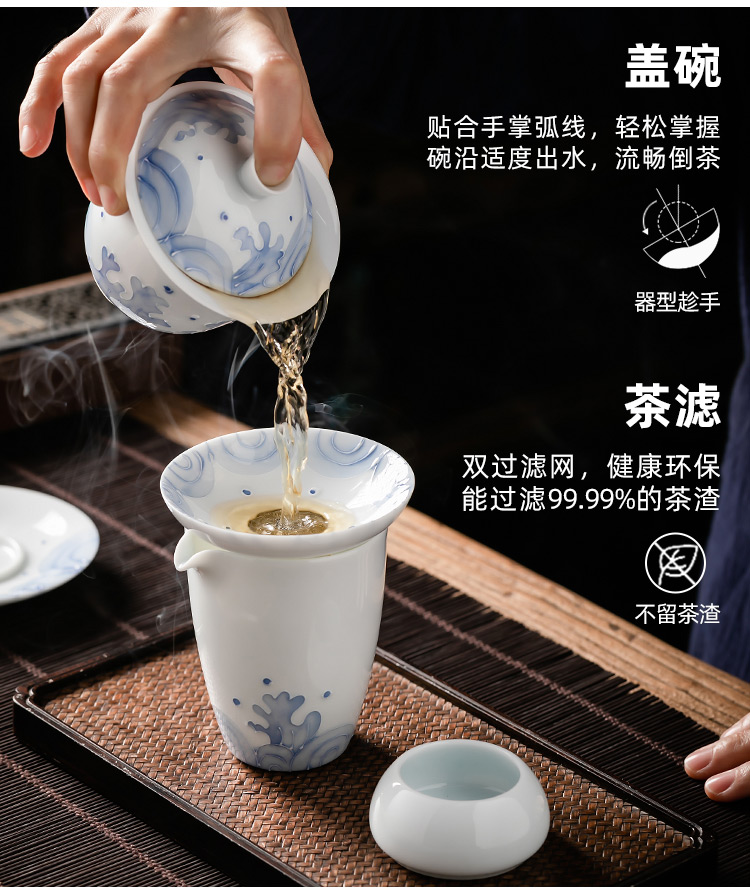 Pole element | dehua white porcelain tea set household ceramics kunfu tea tea, tea gift boxes of a complete set of gifts