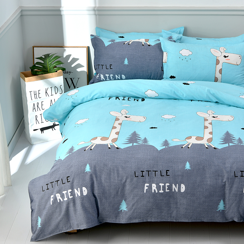 Children's sleeping room Cartoon sheet Quilt cover Three sets of student Dormitory quilts covered with four pieces of full cotton 120150200