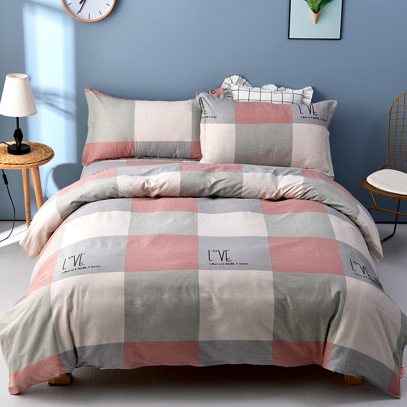 100% pure cotton twill linen quilt cover 1 8m Double four sets full cotton single quilted with single three sets of bedding