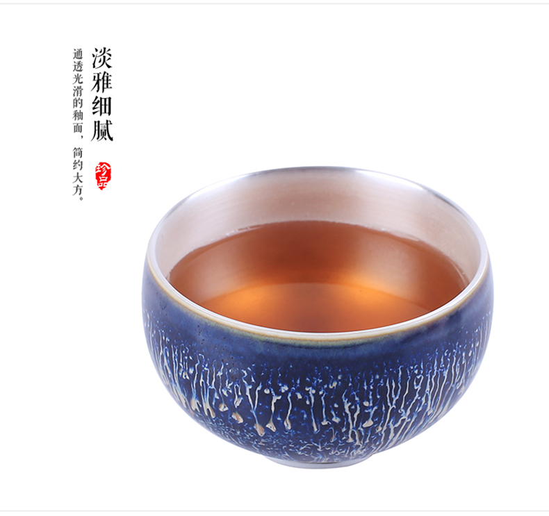 Ceramic up silver cup silver cup 999 kung fu tea masters cup manually bladder tea tasted silver gilding, bowl